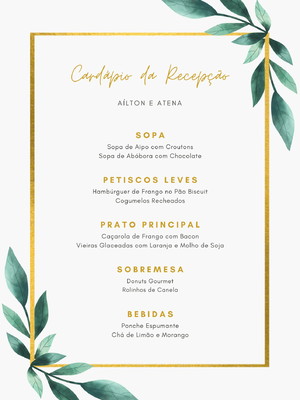 Cardápio menu digital / casamento festa noivado aniversário