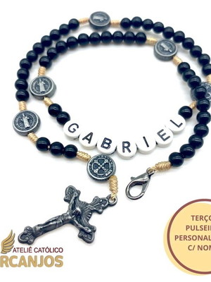 Terço pulseira personalizado com nome