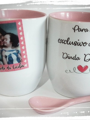Caneca com colher dindo dinda