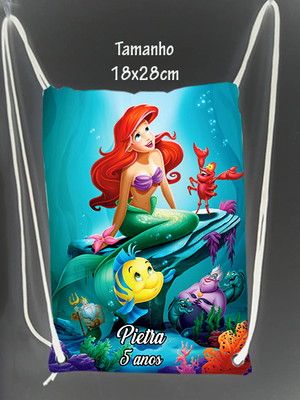 Mochila personalizada a pequena sereia