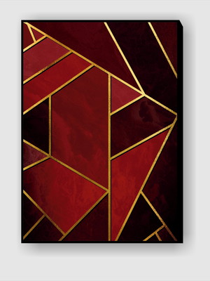 Quadro abstrato com linhas douradas geométrico 1