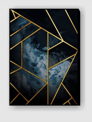 Quadro abstrato com linhas douradas geométrico 8