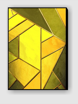 Quadro abstrato com linhas douradas geométrico 2