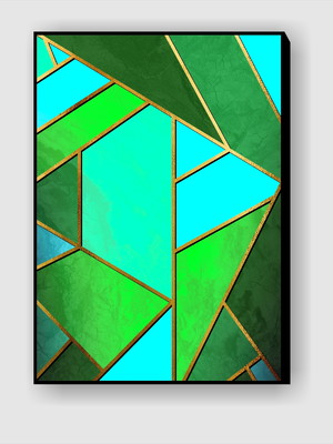 Quadro abstrato com linhas douradas geométrico 3