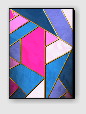 Quadro abstrato com linhas douradas geométrico 4