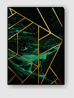 Quadro abstrato com linhas douradas geométrico 11