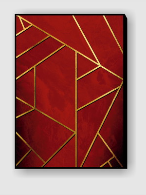 Quadro abstrato com linhas douradas geométrico 7