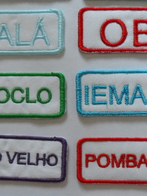 Patch bordado termocolante kit 6 nomes