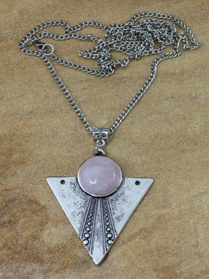 Colar longo de pedra quartzo rosa bijuterias acessorios