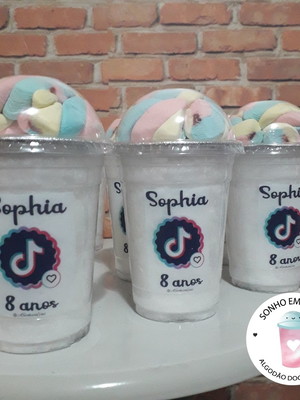 Algodão doce no pote tiktok 500ml com marshmallow na tampa