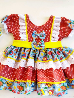 Vestido caipira festa junina infantil para bebe