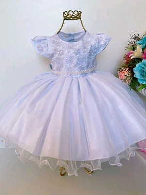 Vestido de festa bebê branco batizado p/m/g