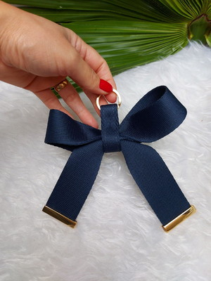Chaveiro laço chique fitas azul marinho