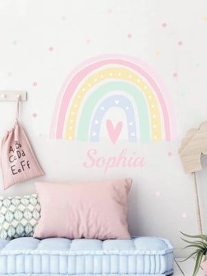 Adesivo arco iris candy color com nome personalizado