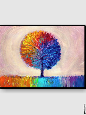 Quadro árvore, pintura a óleo, formação artística