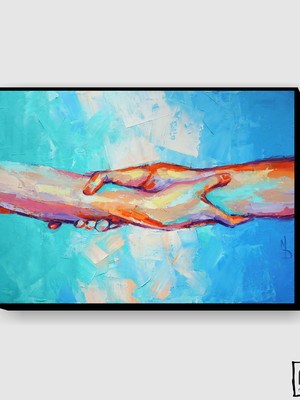 Quadro mãos” - pintura a óleo. pintura de mão abstrata conce