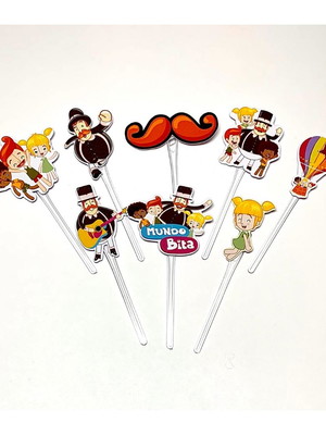 Kit 20 toppers para docinhos mundo bita!