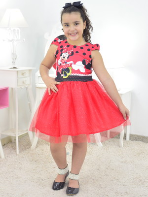 Vestido da minnie vermelha saia de tule(tutu) com glitter