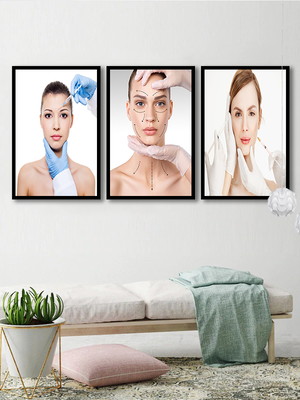 Kit 3 quadros decorativos estética facial