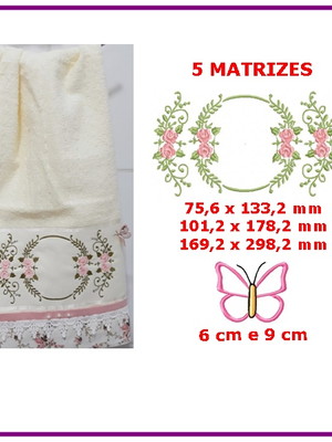 Matriz moldura com borboleta 3d matrizes agulha feliz