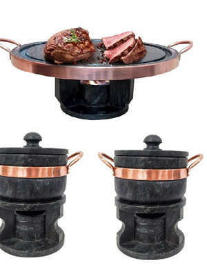 Fondue pedra sabão 27 cm + 2 fondue 500ml curado