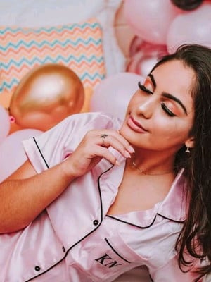 Conjunto pijama curto de cetim com elastano