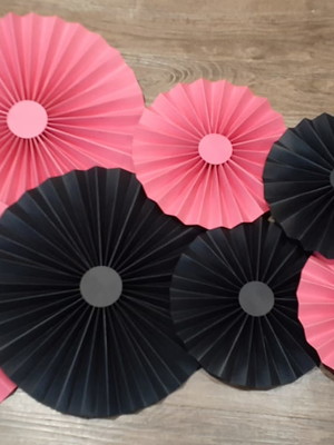Kit 12 rosetas pink e preto