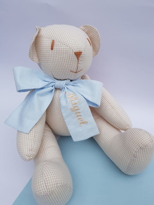 Urso g articulado de tecido personalizado com nome