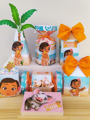 Kit 14 caixas personalizadas moana baby
