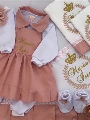 Saída de maternidade rosa chá 9 peças