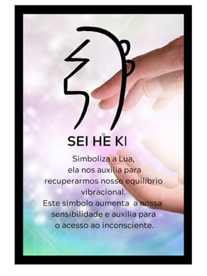 Quadro decorativo c/ vidro simbolos reiki sei he ki