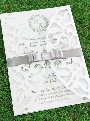 Convite rendado bodas de prata criativo rendado doily barato
