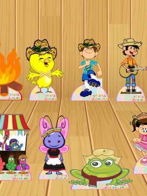 Galinha pitadinha festa junina displays kit com 10 peças