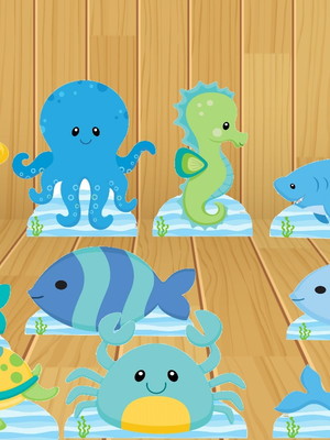 Fundo do mar, displays kit com 10 peças