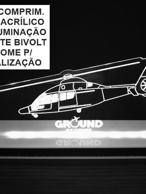 Luminária abajur de acrílico com led helicóptero ec155