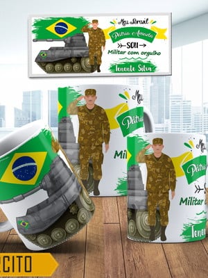 Caneca personalizada exército soldado tenente militar nome