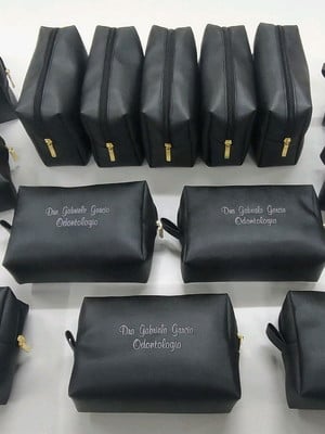 Kit 100 necessaire couro sintético personalizada