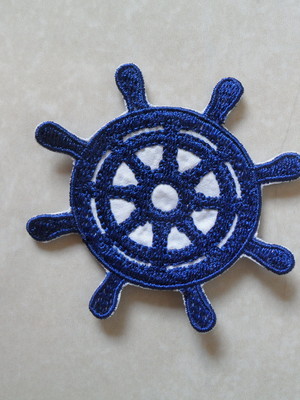 Patch bordado termocolante timão navio