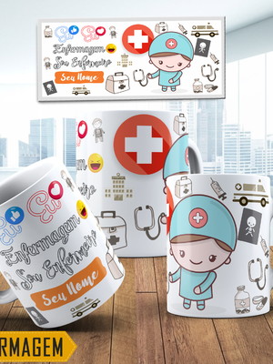 Caneca enfermagem enfermeiro personalizada com nome