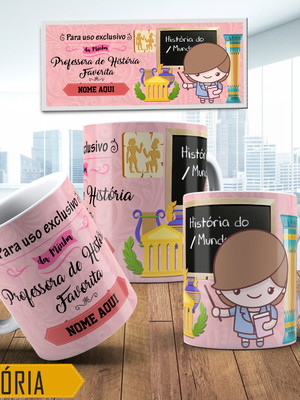 Caneca professor de história personalizada com nome