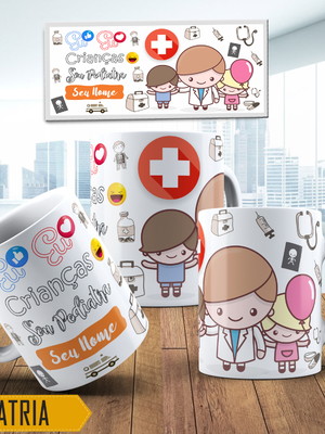 Caneca médico pediatra personalizada com nome