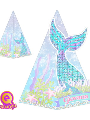 10 caixas cone sereia pers. com aplique 3d