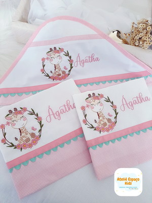 Toalha fralda com capuz e fraldas de boca