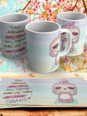 Caneca preguiça meditando