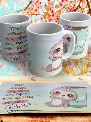 Caneca preguiça com café