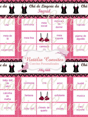 50 bingo chá de lingerie pdf - por e-mail