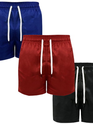 Kit 3 bermudas praia short verão mauricinho c/ cordão branco