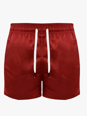 Short praia mauricinho masculina vermelho com cordão branco