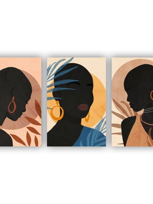 Quadros decorativos mulheres negras silhueta artistica 30x20