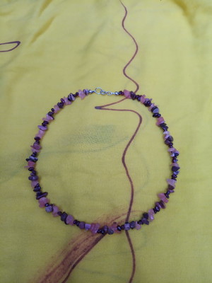 Choker rodonita,granada e quartzo rosa